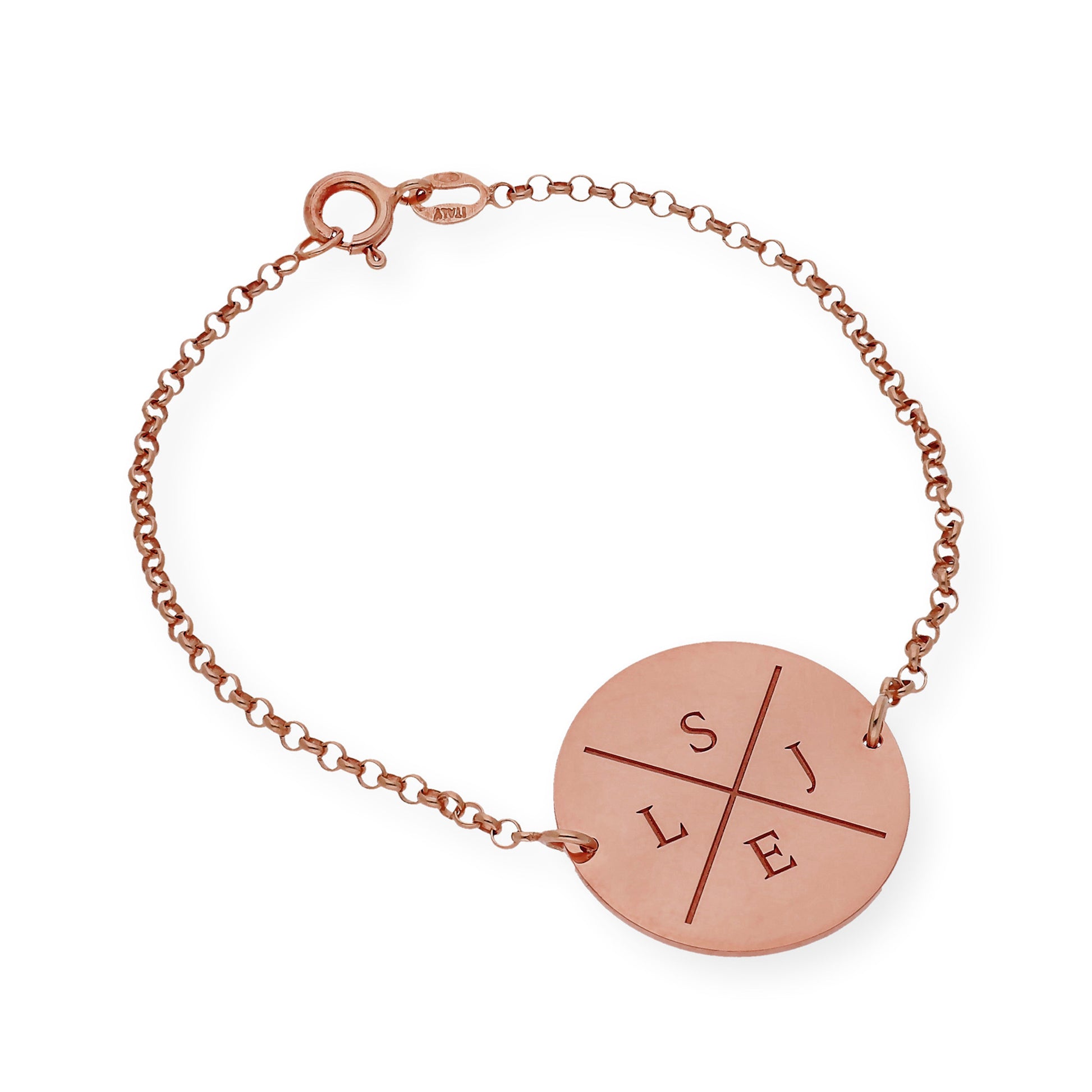 Pulsera Dije Find con Iniciales en Plata 925 con Baño de Oro 18k