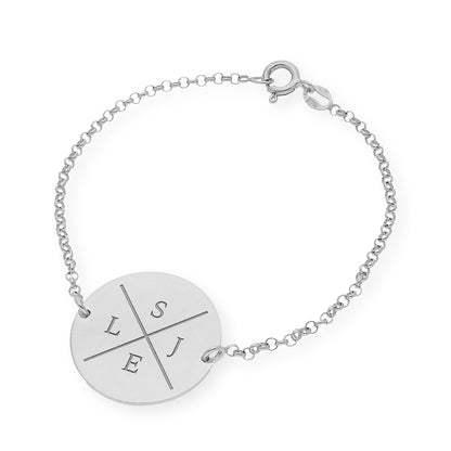 Pulsera Dije Find con Iniciales en Plata 925 con Baño de Oro 18k
