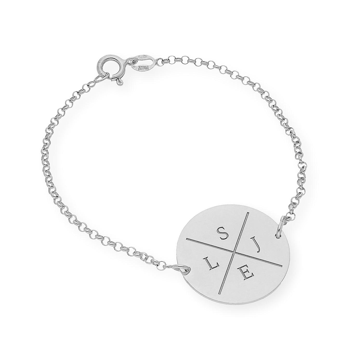 Pulsera Dije Find con Iniciales en Plata 925 con Baño de Oro 18k