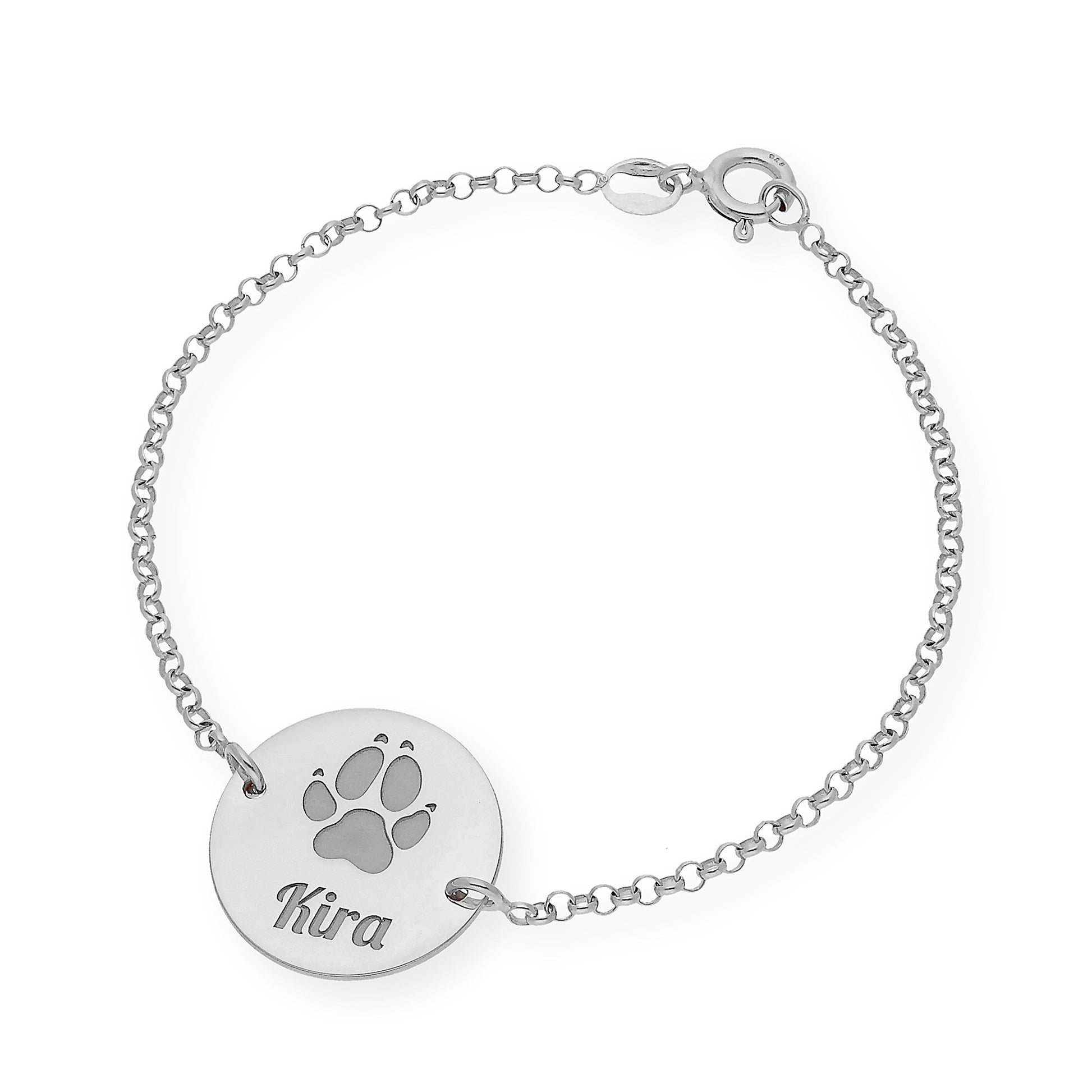 Pulsera Dije Huella con Nombre en Plata 925