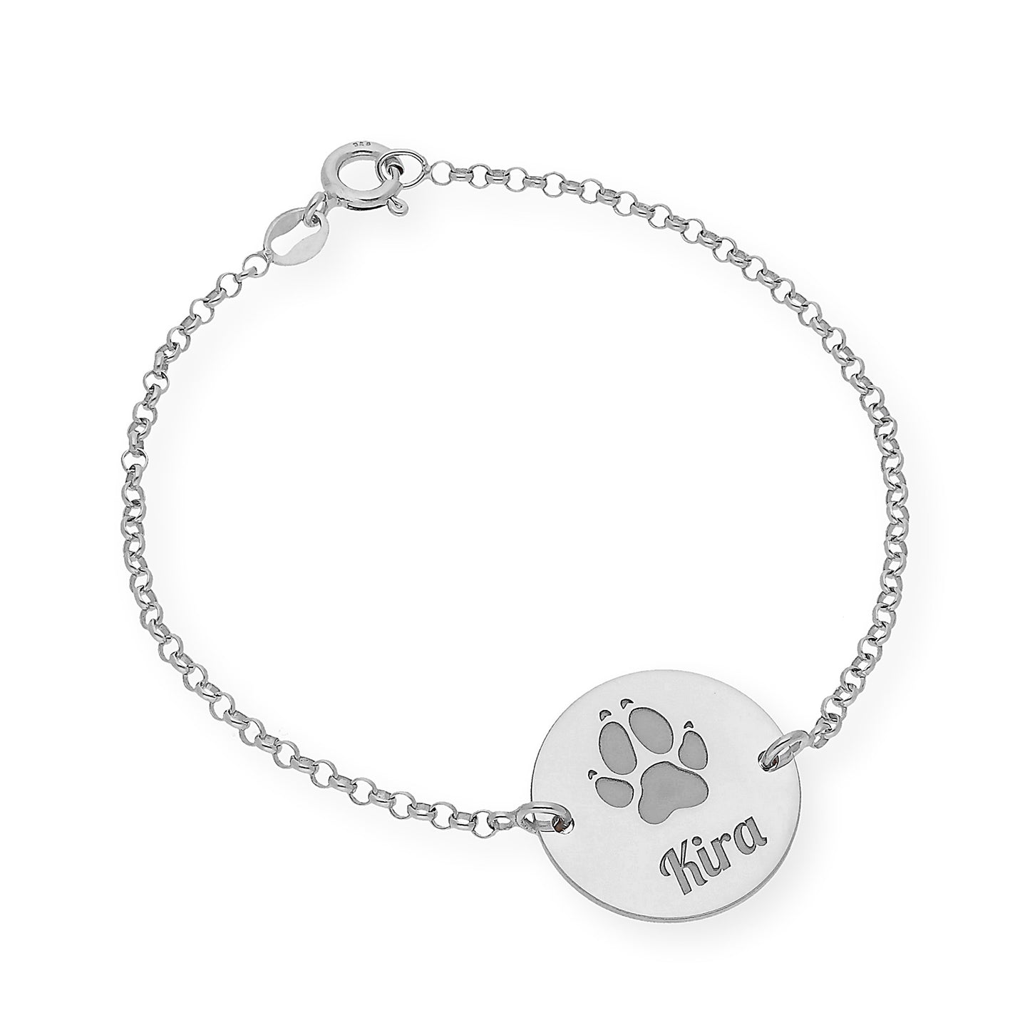 Pulsera Dije Huella con Nombre en Plata 925