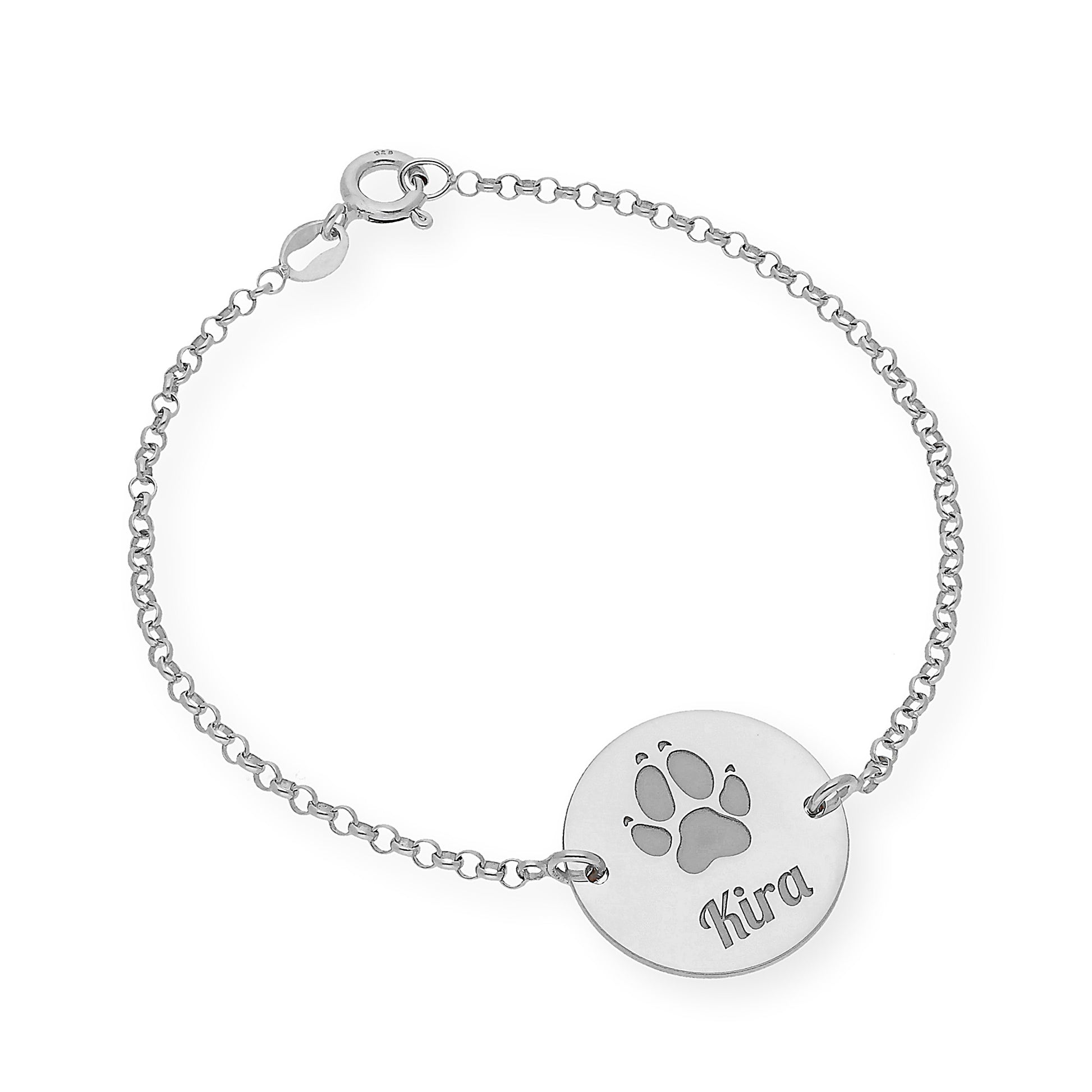 Pulsera Dije Huella con Nombre en Plata 925