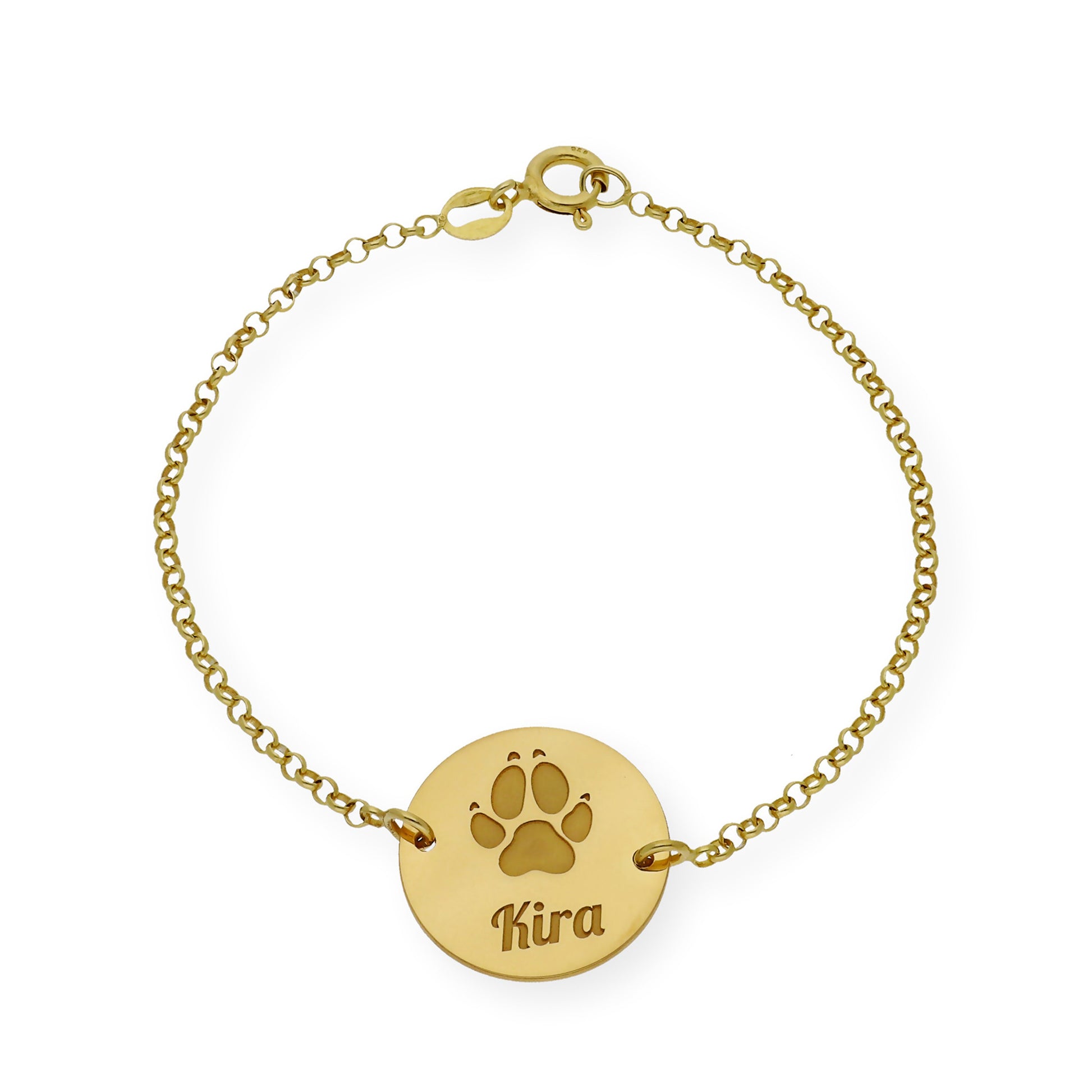 Pulsera Dije Huella con Nombre en Plata 925 con Baño de Oro 18k