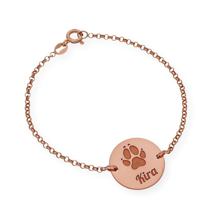 Pulsera Dije Huella con Nombre en Plata 925 con Baño de Oro 18k