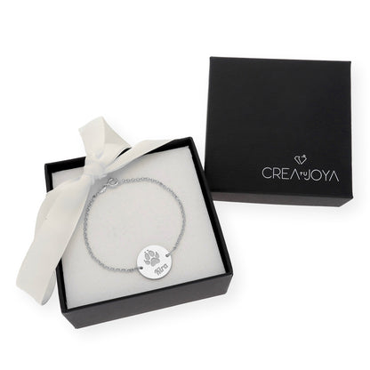 Pulsera Dije Huella con Nombre en Plata 925 con Baño de Oro 18k
