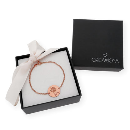 Pulsera Dije Huella con Nombre en Plata 925 con Baño de Oro rosa 18k
