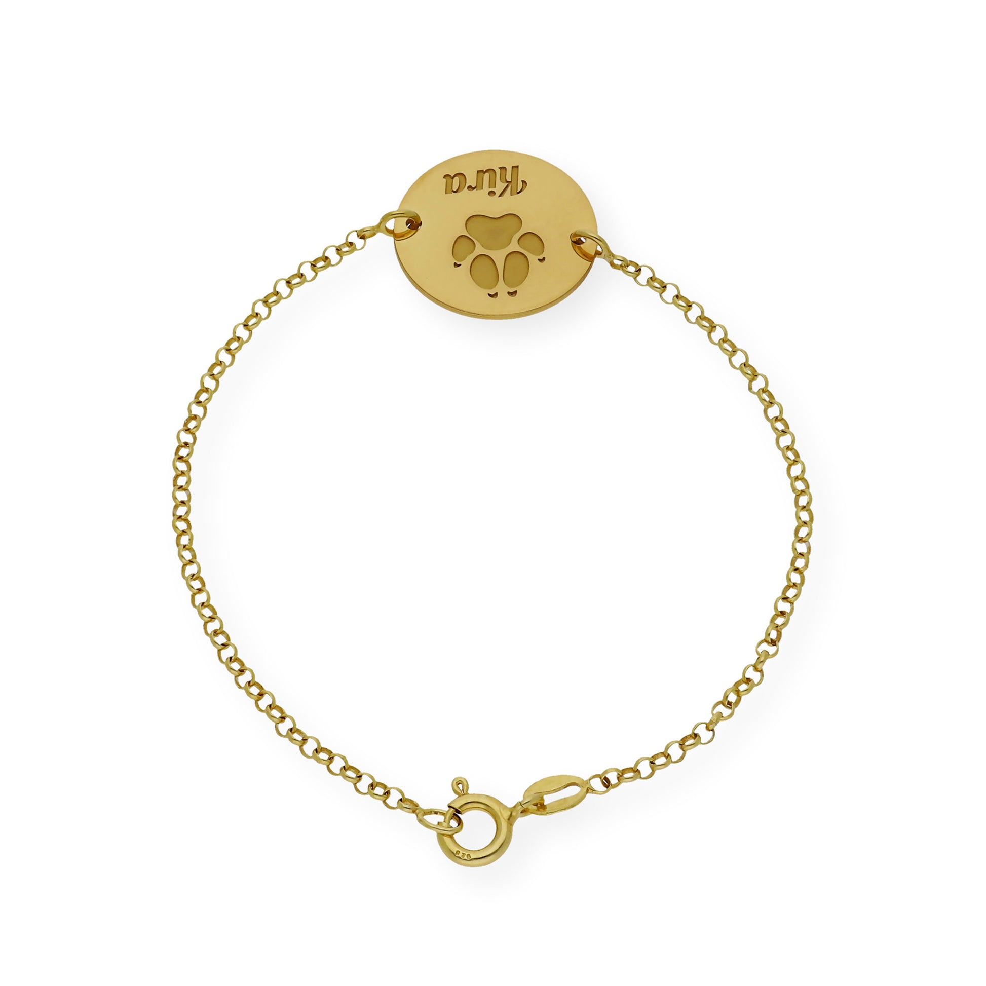 Pulsera Dije Huella con Nombre en Plata 925 con Baño de Oro rosa 18k