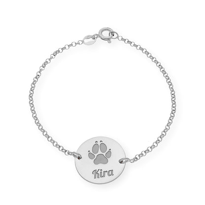 Pulsera Dije Huella con Nombre en Plata 925 con Baño de Oro rosa 18k