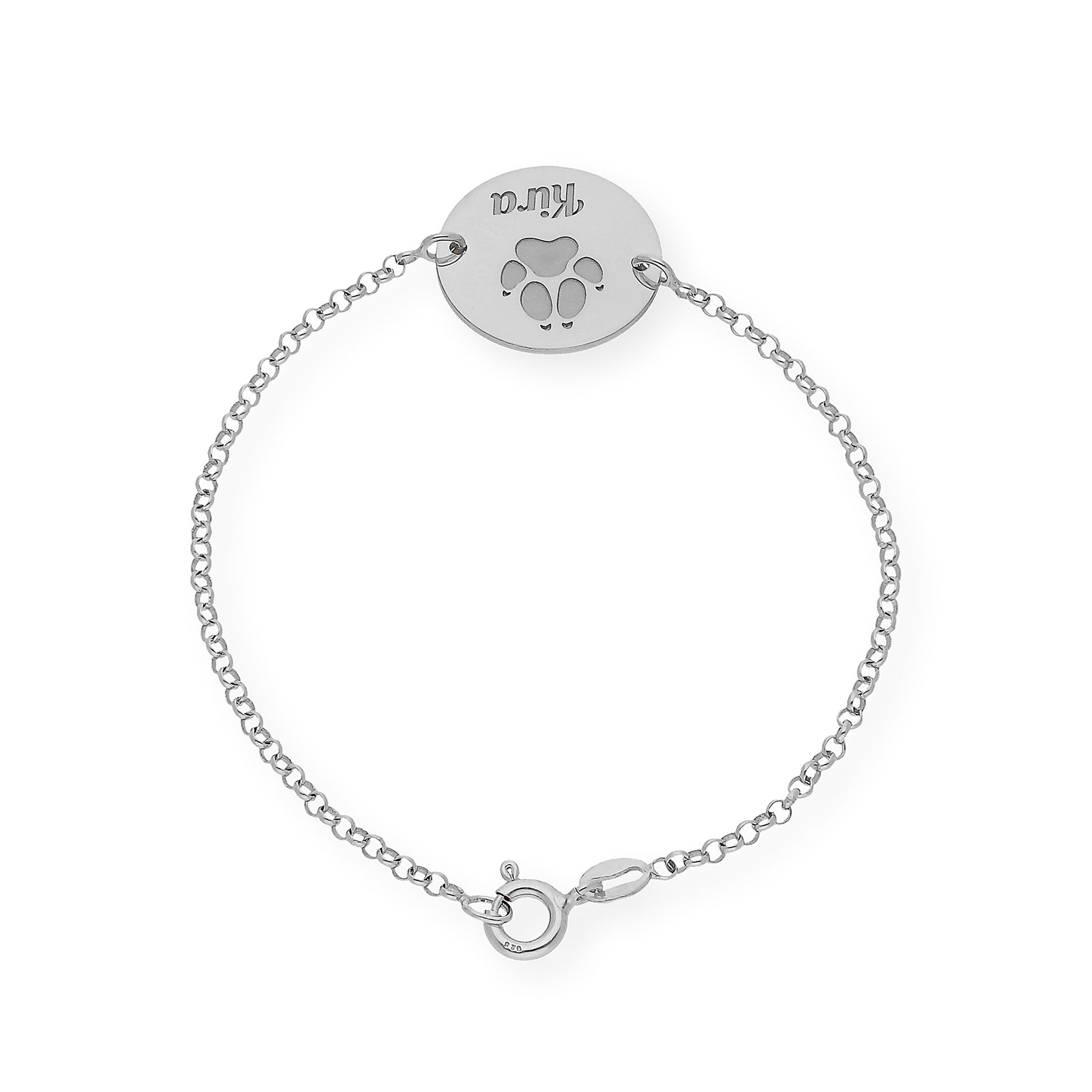 Pulsera Dije Huella con Nombre en Plata 925 con Baño de Oro rosa 18k