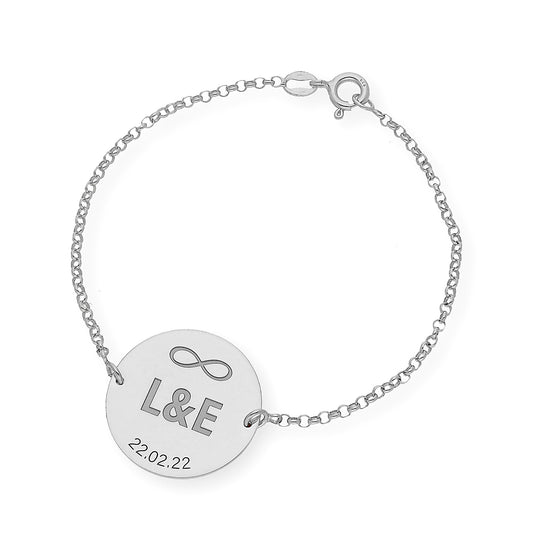 Pulsera Dije Infinite con Iniciales en Plata 925