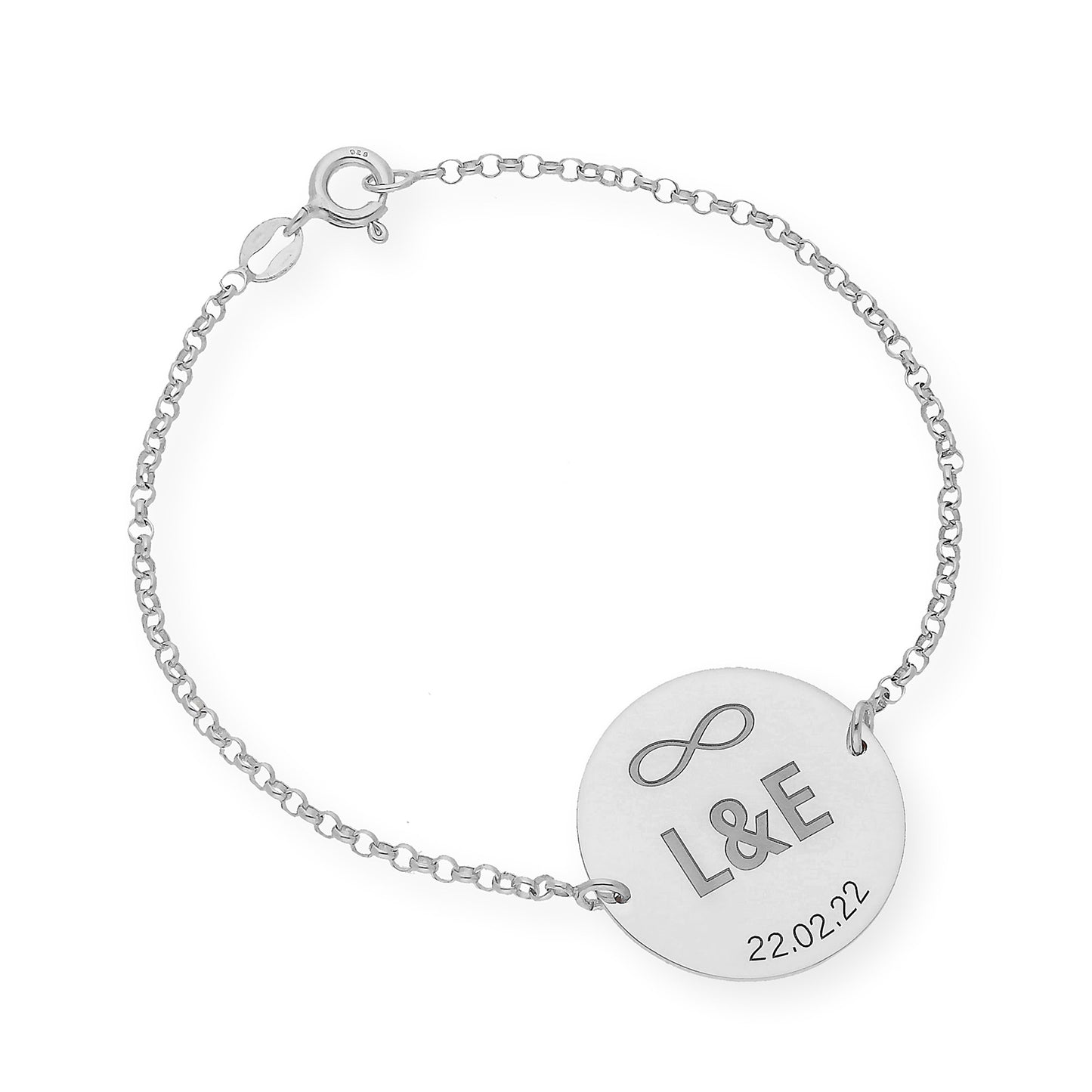 Pulsera Dije Infinite con Iniciales en Plata 925