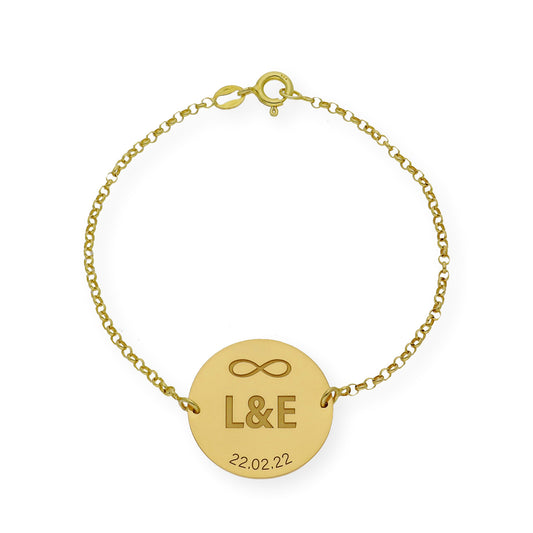 Pulsera Dije Infinite con Iniciales en Plata 925 con Baño de Oro 18k