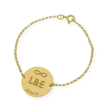 Pulsera Dije Infinite con Iniciales en Plata 925 con Baño de Oro 18k