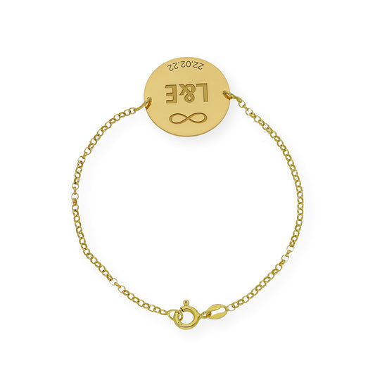 Pulsera Dije Infinite con Iniciales en Plata 925 con Baño de Oro 18k
