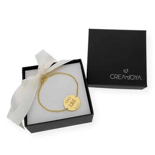 Pulsera Dije Infinite con Iniciales en Plata 925 con Baño de Oro 18k