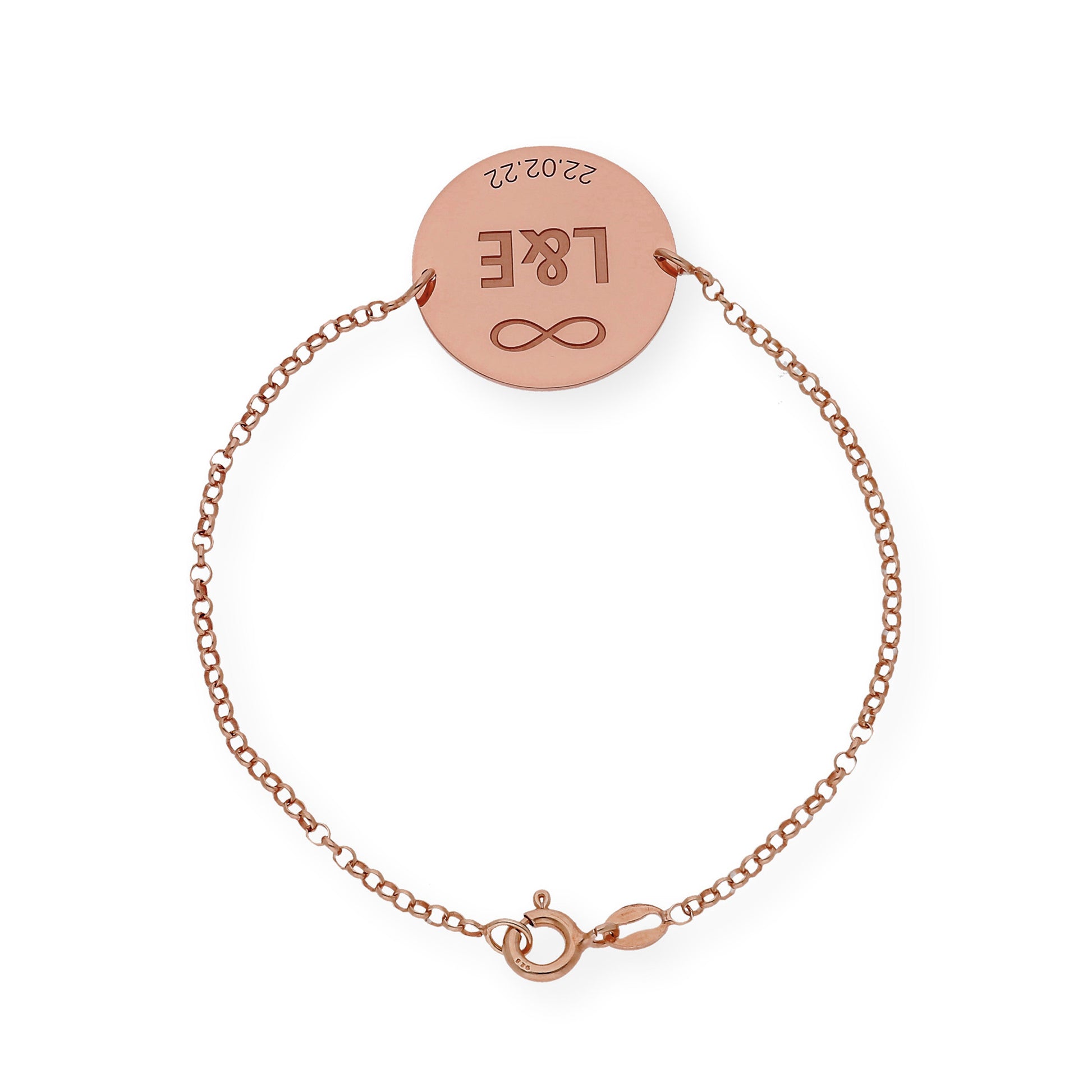 Pulsera Dije Infinite con Iniciales en Plata 925 con Baño de Oro Rosa 18k