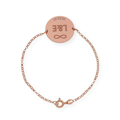 Pulsera Dije Infinite con Iniciales en Plata 925 con Baño de Oro Rosa 18k
