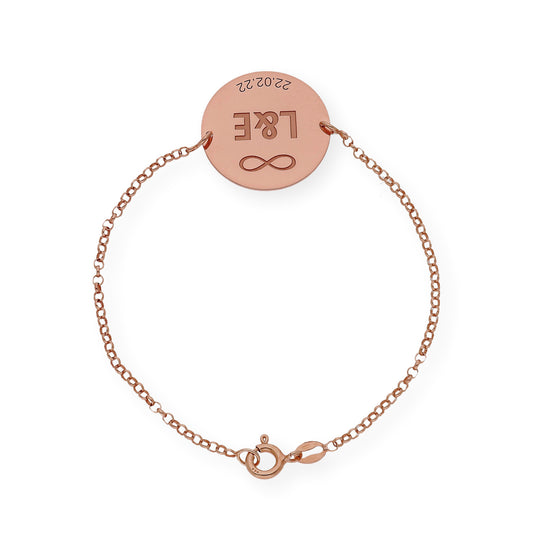 Pulsera Dije Infinite con Iniciales en Plata 925 con Baño de Oro Rosa 18k