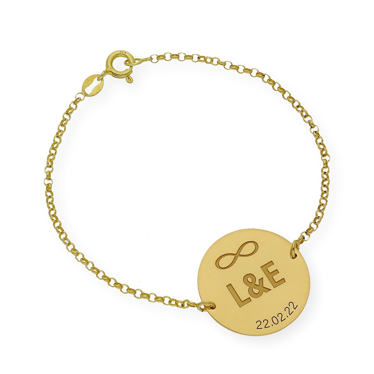 Pulsera Dije Infinite con Iniciales en Plata 925 con Baño de Oro Rosa 18k