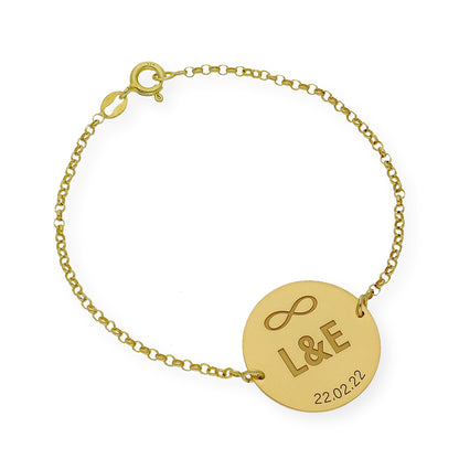 Pulsera Dije Infinite con Iniciales en Plata 925 con Baño de Oro Rosa 18k