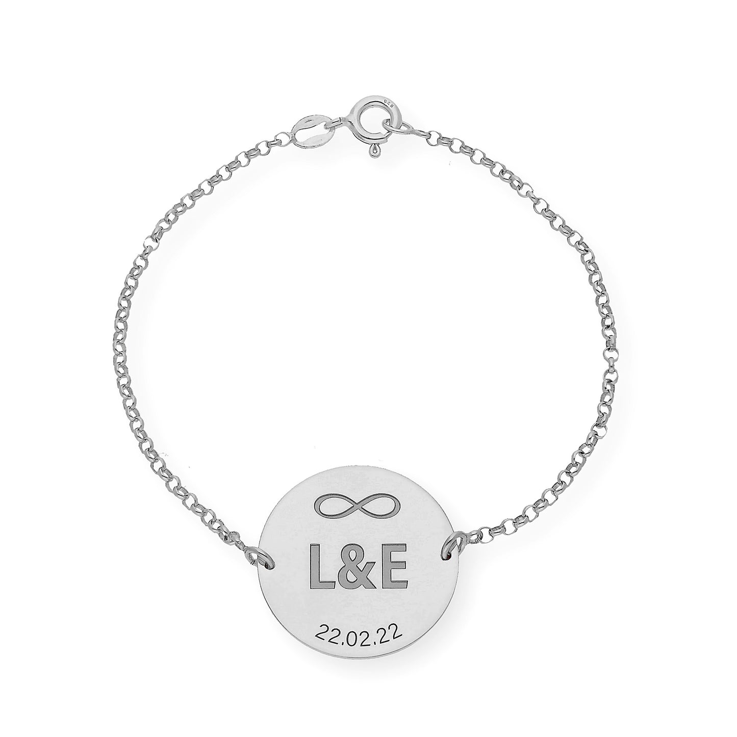 Pulsera Dije Infinite con Iniciales en Plata 925 con Baño de Oro Rosa 18k