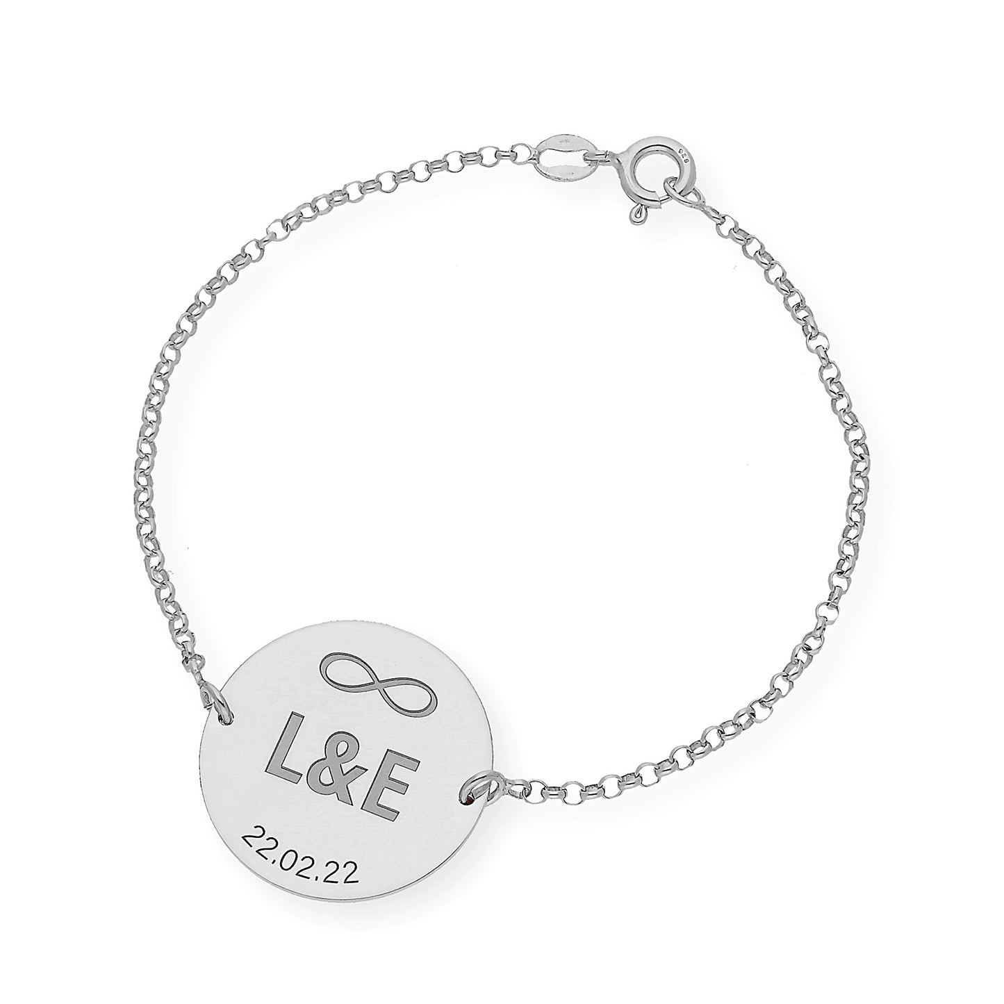 Pulsera Dije Infinite con Iniciales en Plata 925 con Baño de Oro Rosa 18k