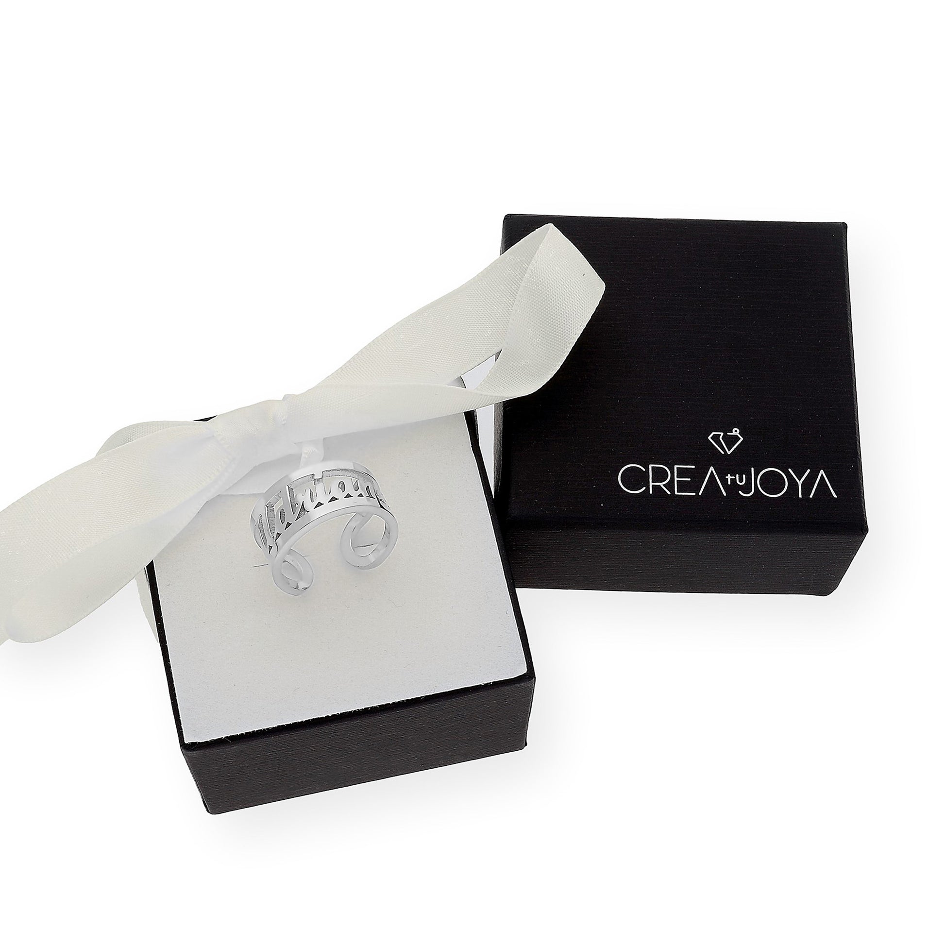 Anillo Nombre Calado con Doble Tira en Plata 925