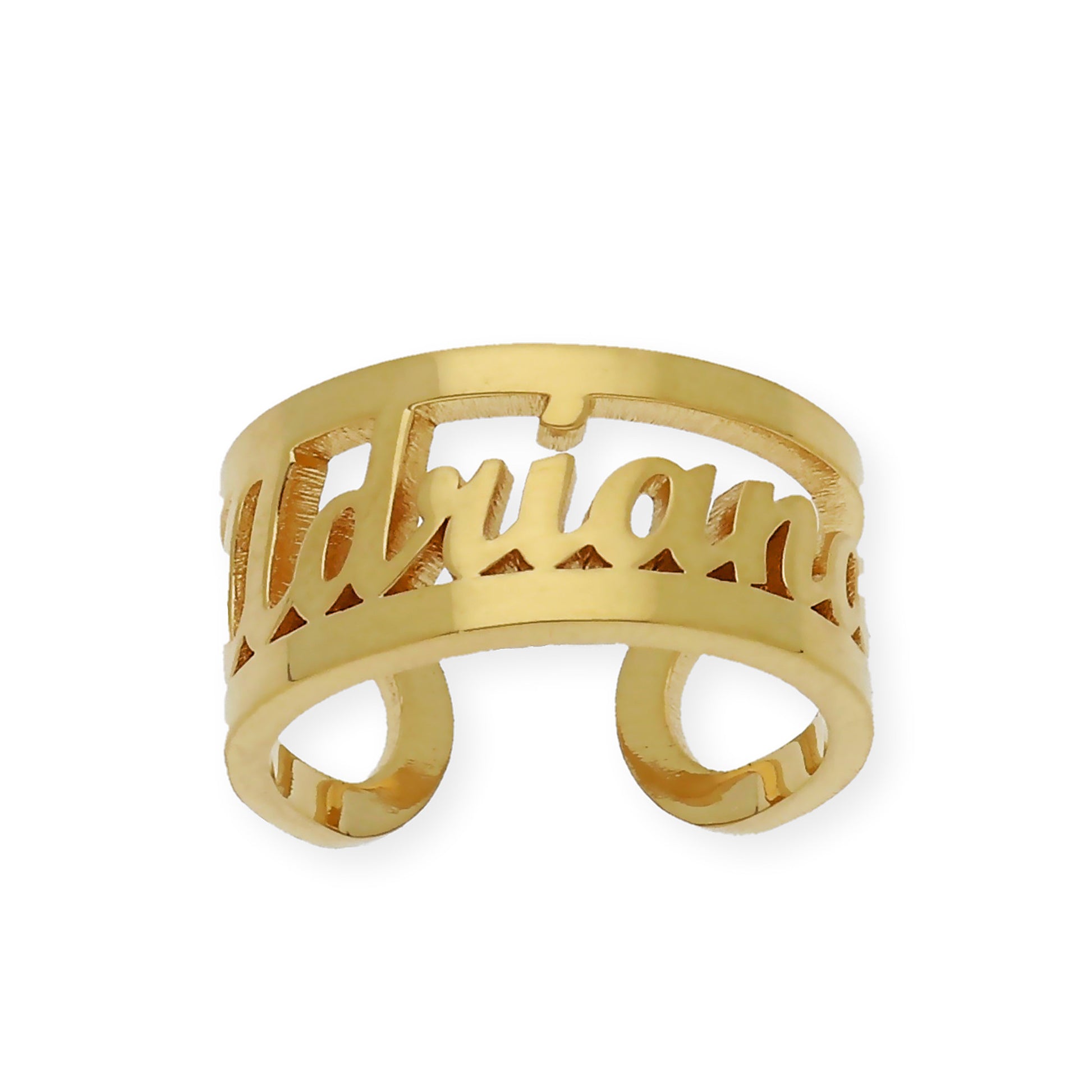 Anillo Nombre Calado con Doble Tira en Plata 925