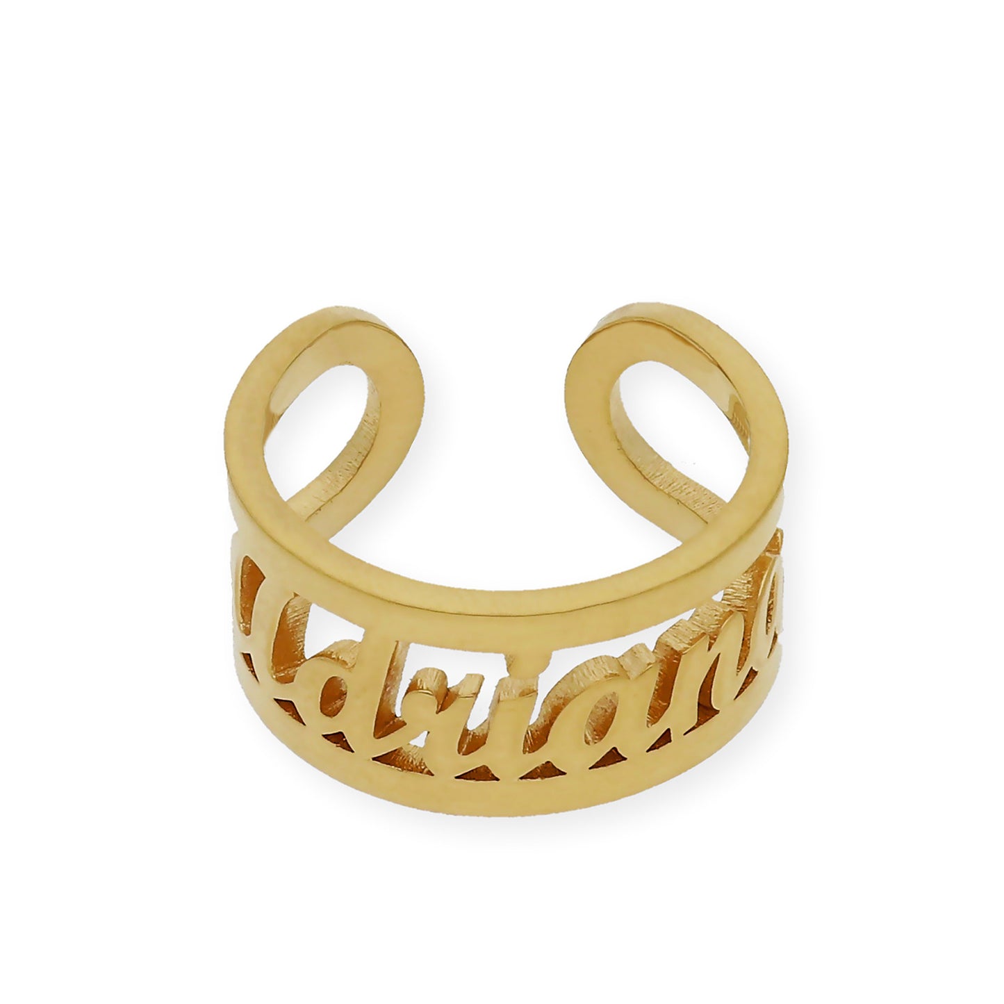 Anillo Nombre Calado con Doble Tira en Plata 925