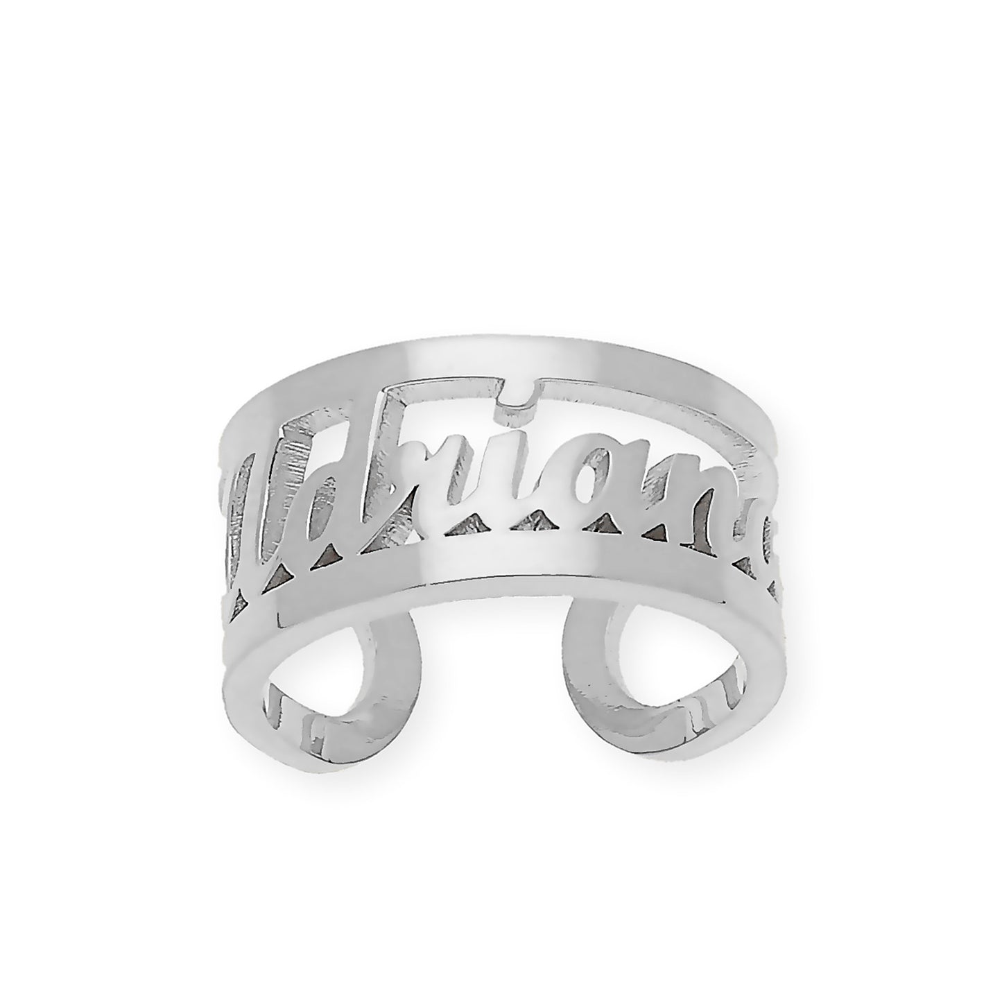 Anillo Nombre Calado con Doble Tira en Plata 925 con Baño de Oro 18k