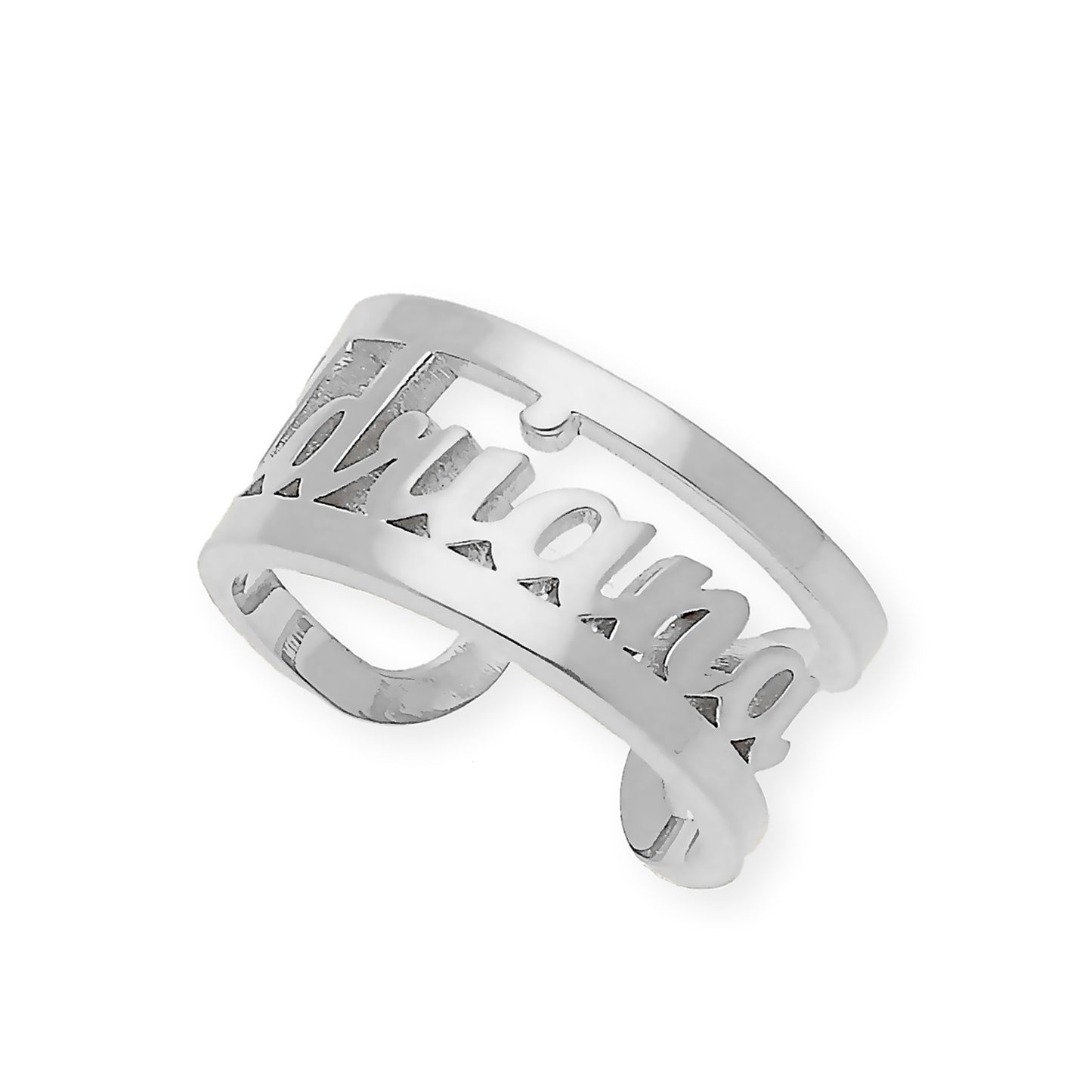 Anillo Nombre Calado con Doble Tira en Plata 925 con Baño de Oro 18k