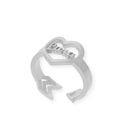 Anillo Cupido Corazón con Nombre Calado en Plata 925