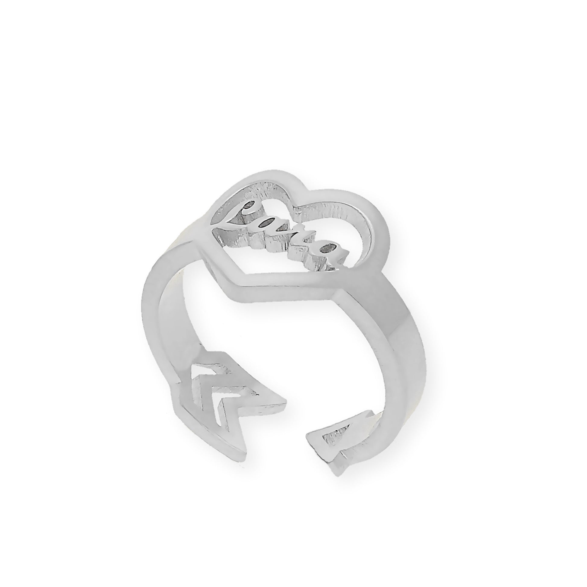 Anillo Cupido Corazón con Nombre Calado en Plata 925 con Baño de Oro 18k