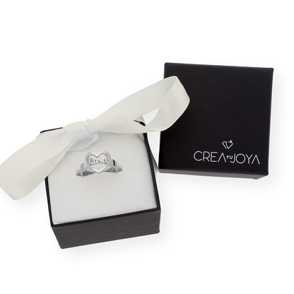 Anillo Cupido Corazón con Nombre Calado en Plata 925 con Baño de Oro 18k