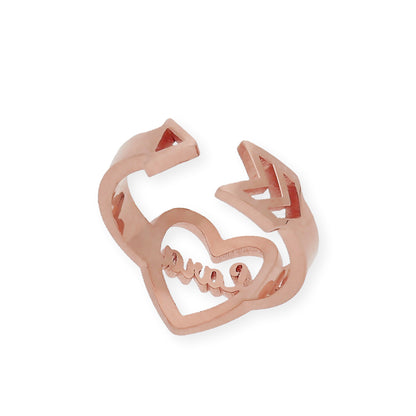 Anillo Cupido Corazón con Nombre Calado en Plata 925 con Baño de Oro 18k
