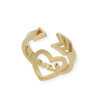Anillo Cupido Corazón con Nombre Calado en Plata 925 con Baño de Oro Rosa 18k