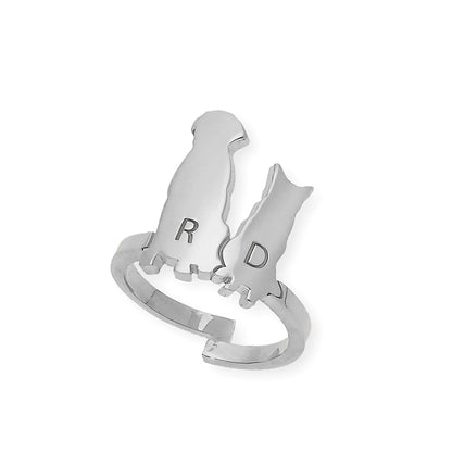 Anillo Loom Perro y Gato en Plata 925