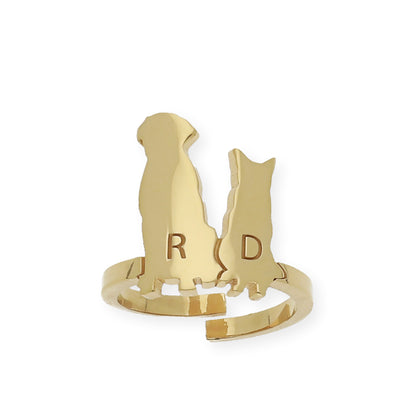 Anillo Loom Perro y Gato en Plata 925