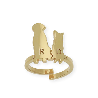 Anillo Loom Perro y Gato en Plata 925