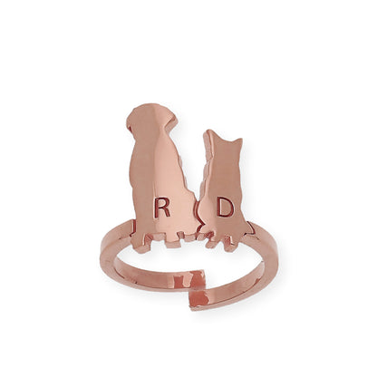 Anillo Loom Perro y Gato en Plata 925