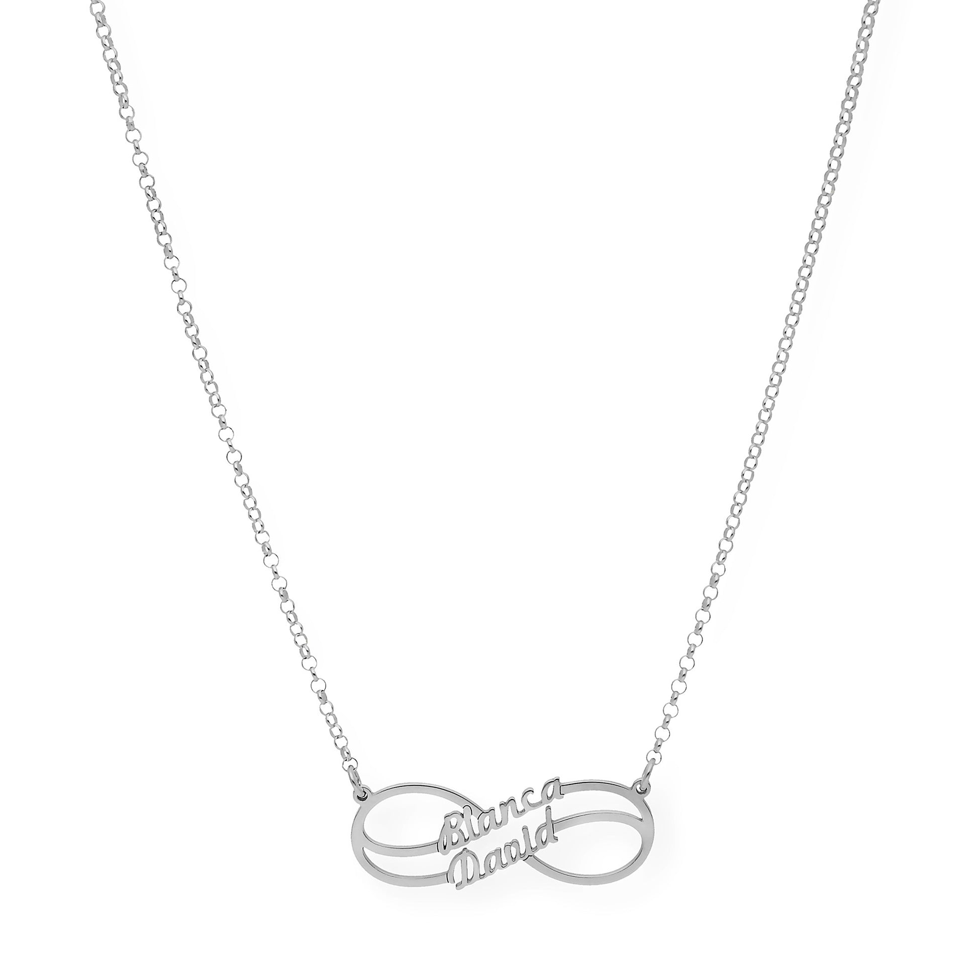 Collar con Colgante Infinito Doble Nombre de Plata 925