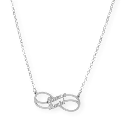 Collar con Colgante Infinito Doble Nombre de Plata 925