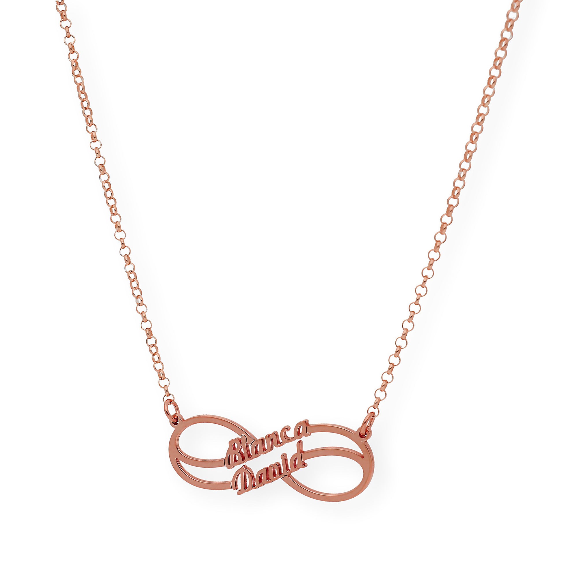 Collar con Colgante Infinito Doble Nombre de Plata 925