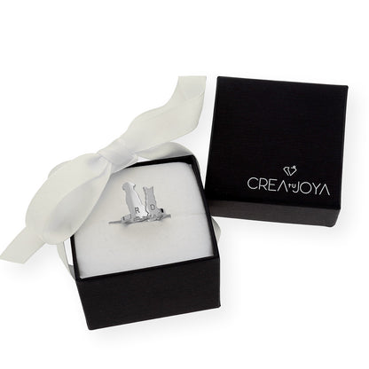 Anillo Loom Perro y Gato en Plata 925 con Baño de Oro Rosa 18k