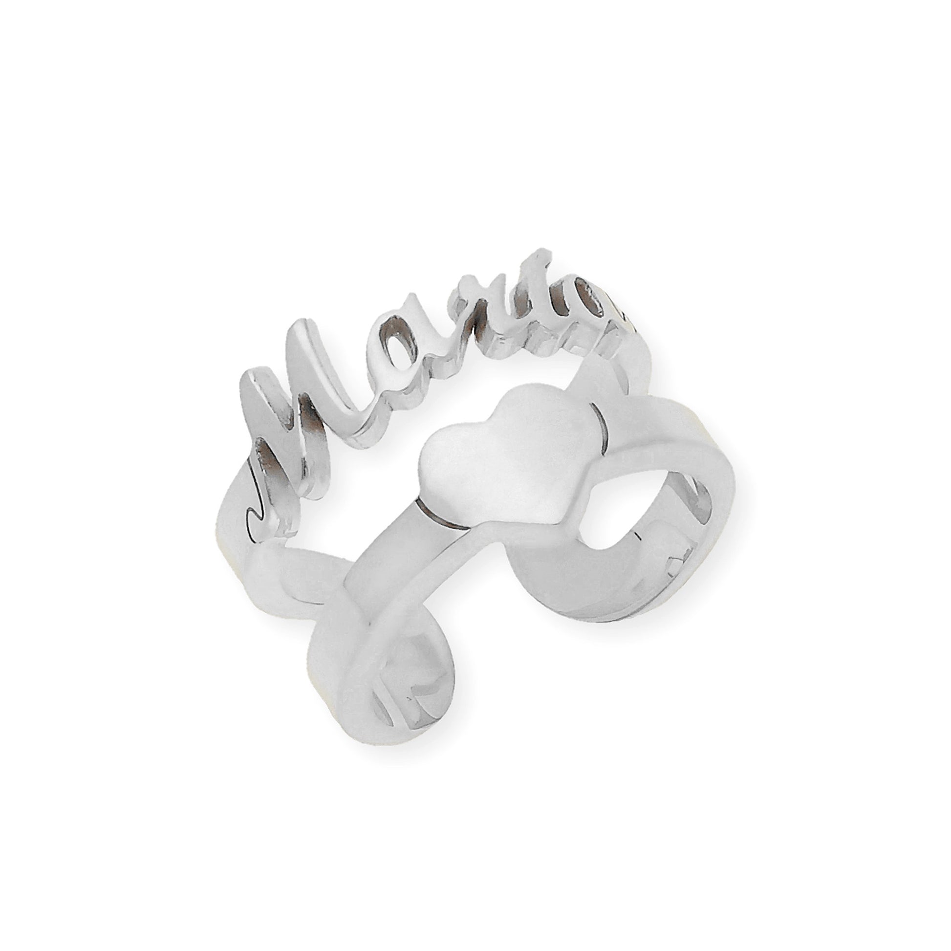 Anillo Koro Doble Tira Nombre y Corazón en Plata 925 con Baño de Oro Rosa 18k