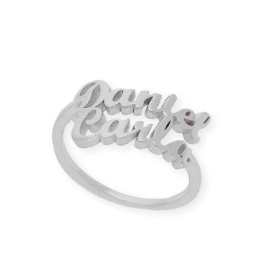 Anillo Ninette Doble Nombre en Plata 925