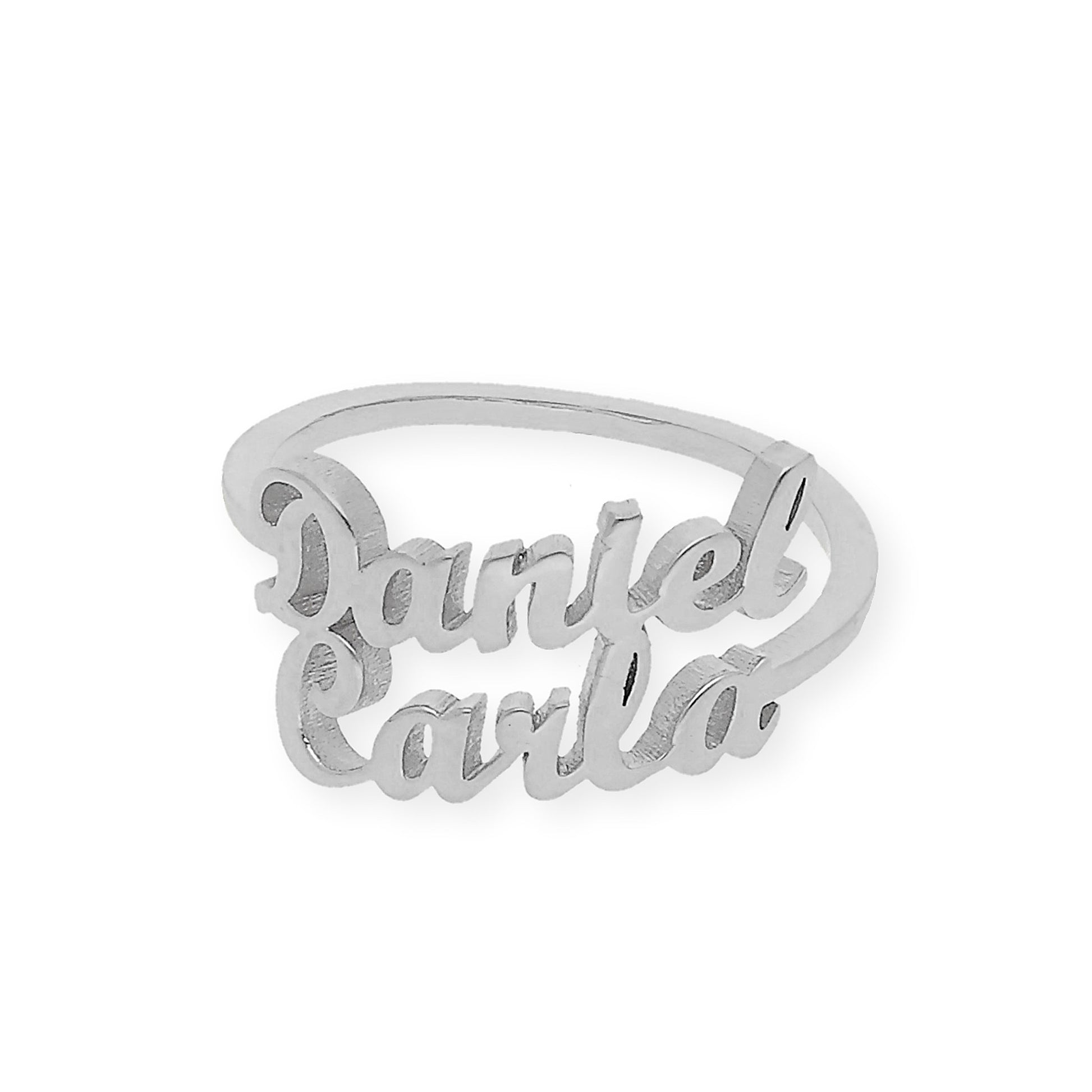 Anillo Ninette Doble Nombre en Plata 925 con Baño de Oro 18k