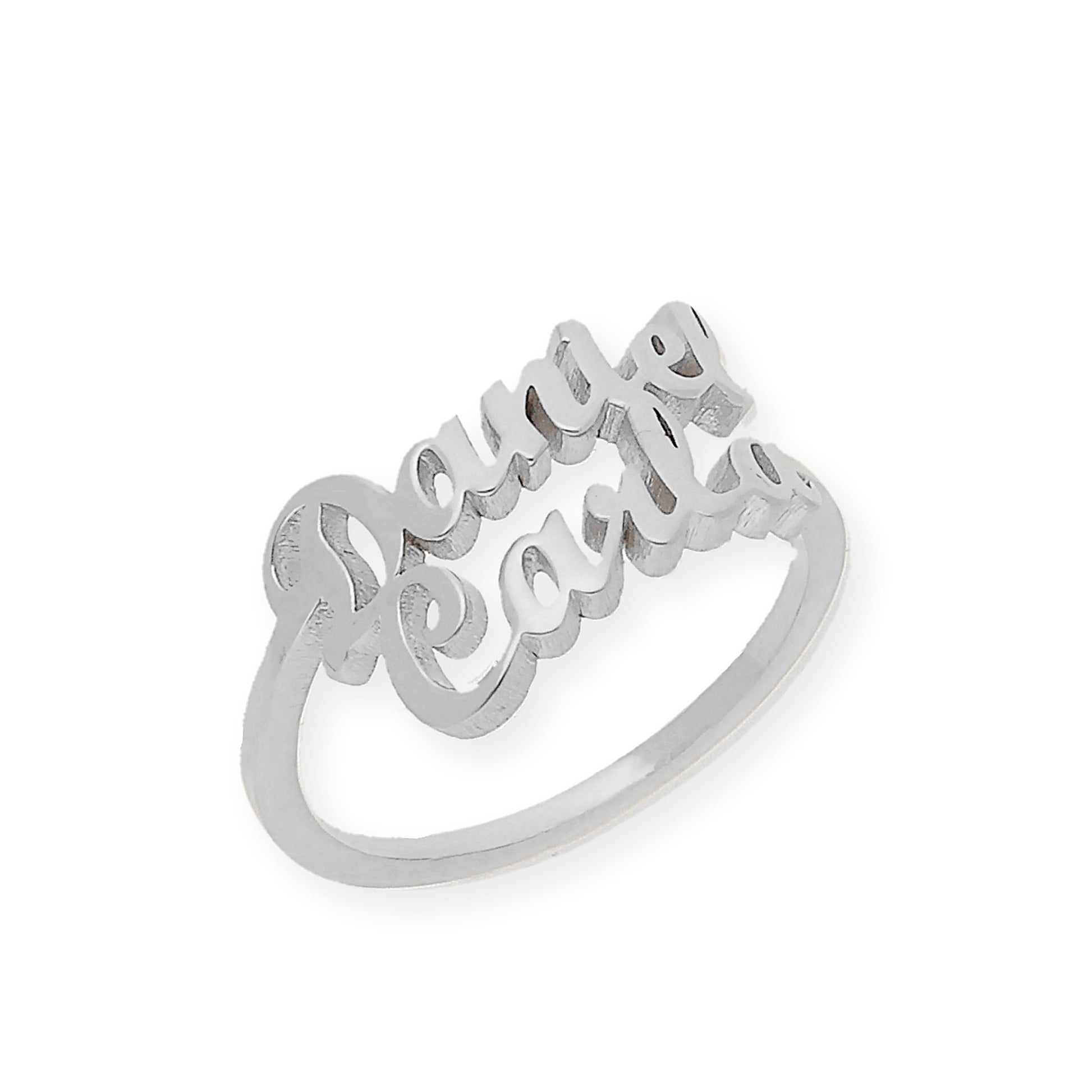 Anillo Ninette Doble Nombre en Plata 925 con Baño de Oro 18k