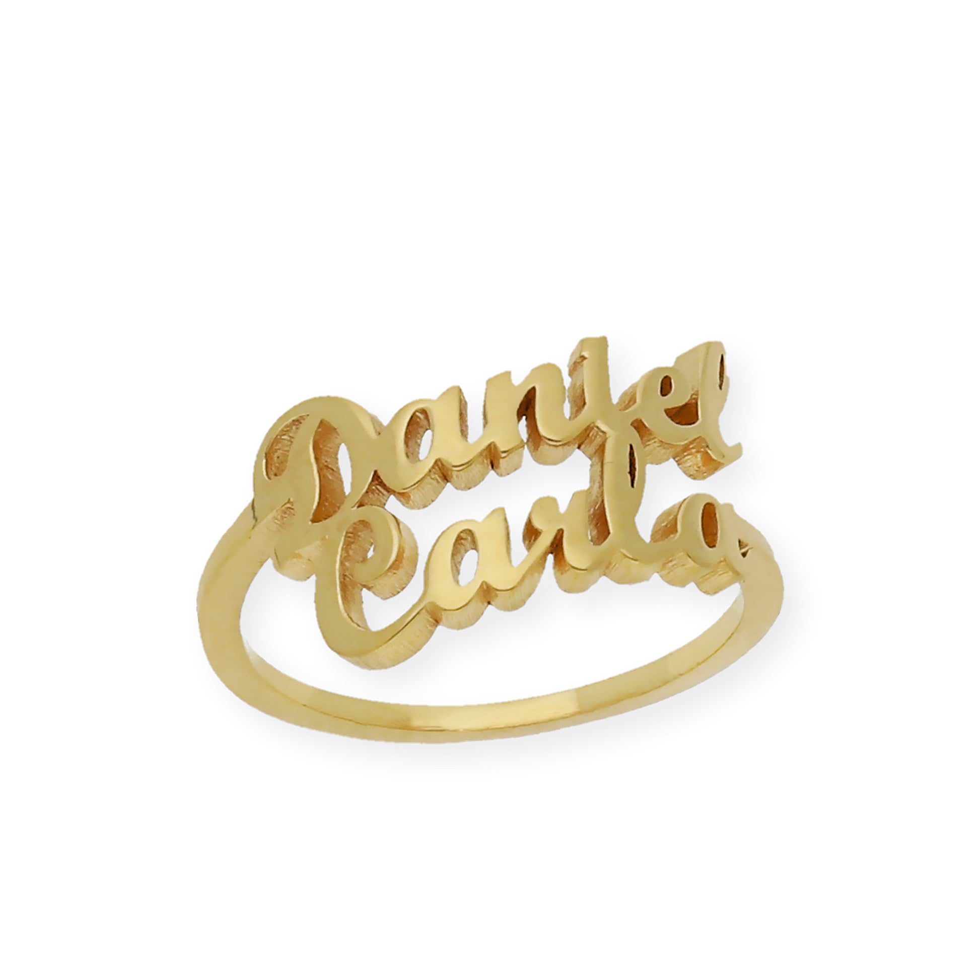 Anillo Ninette Doble Nombre en Plata 925 con Baño de Oro 18k