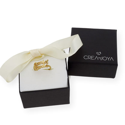 Anillo Ninette Doble Nombre en Plata 925 con Baño de Oro 18k